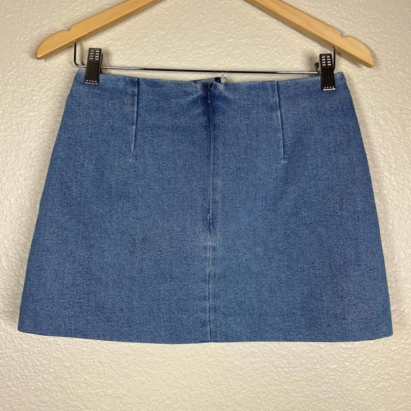 Zara Denim Mini Skirt Ruffle Detail Women’s Size XS - Picture 3 of 7